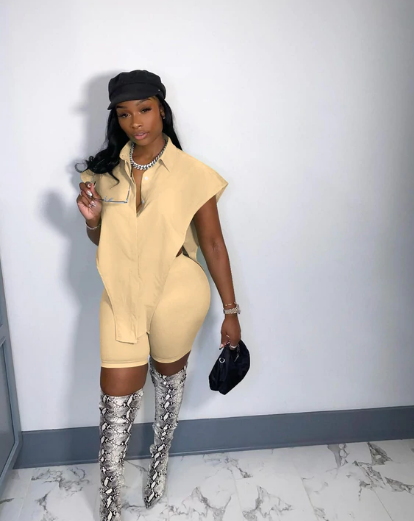 Cardigan Button Top Shorts Two Piece