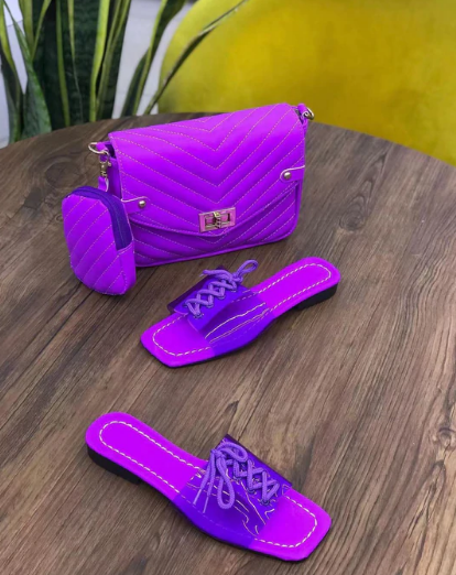 Colorful slippers & bag set