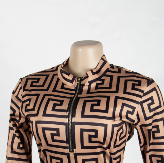 Printed V Neck Jumpsuit